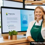 Home 21 라이브 커머스에서의 해시태그 활용법 - A vibrant live streaming scene showcasing a Swedish female entrepreneur hosting a sustainable skinca...