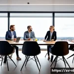 Home 20 고객 신뢰를 구축하는 라이브 방송 기법 - A warm and inviting office environment in Sweden, showcasing a diverse team of professionals collabo...