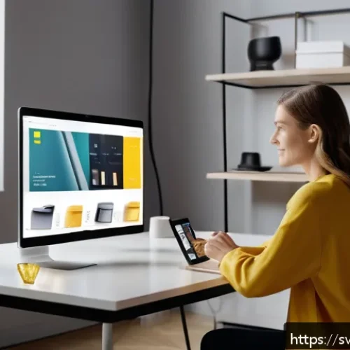 Home 17 라이브 커머스 방송 후 데이터 분석하기 - A modern live commerce streaming setup in a bright, stylish Scandinavian home studio, featuring a yo...