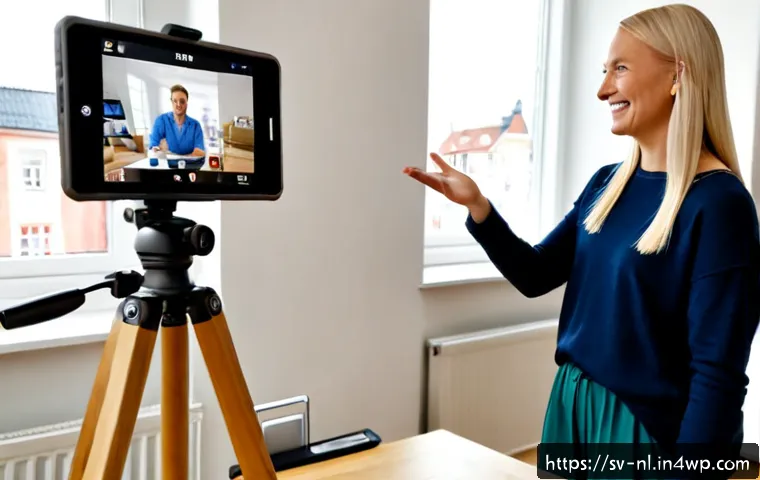Home 17 소통을 통한 라이브 커머스의 효과 극대화 - Photorealistic live commerce studio in a bright Scandinavian apartment, friendly Swedish female host...